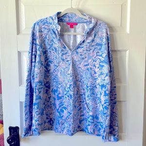 Lilly Pulitzer - Cassi Popover in print Boca Blue Sea What I Sea